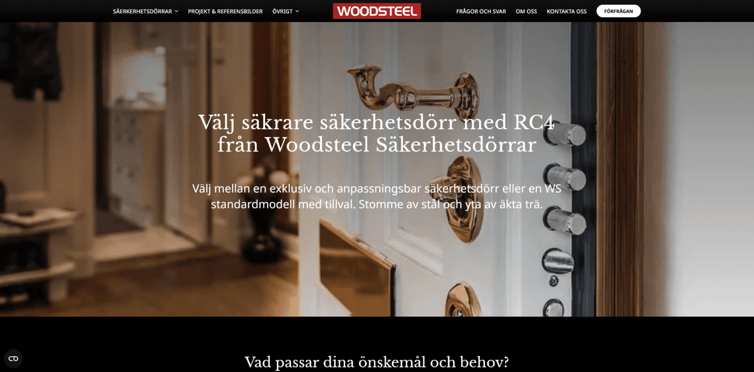 Woodsteels webbplats, byggd av Oxit