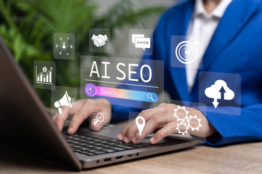 AI SEO: sökning med AI på en bärbar dator
